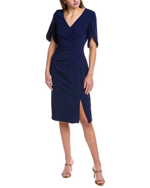 Adrianna Papell Tulip Sleeve Sheath Dress in Blue Lyst