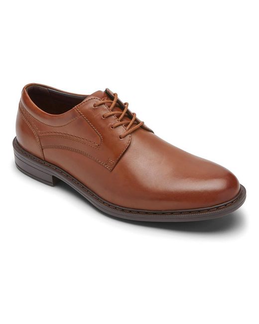 Rockport Brown Tanner Plain Toe Leather Removable Insole Oxfords for men