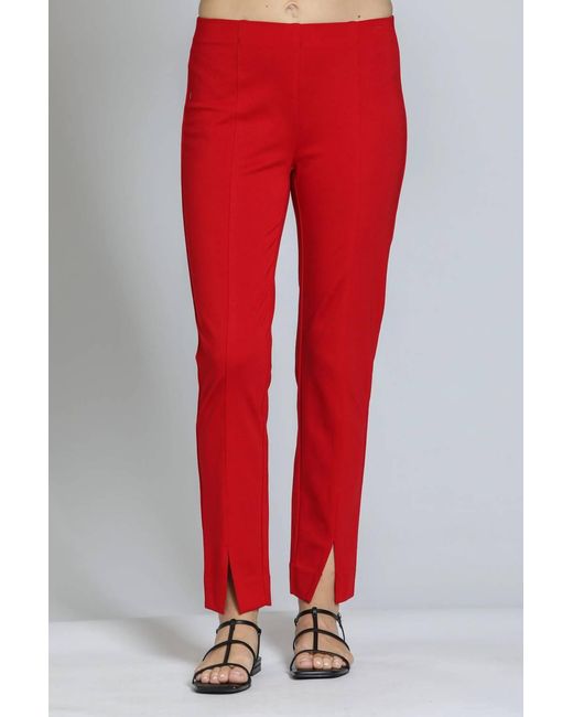 Apny Red Pull-On Ponte Pant With Split Hem