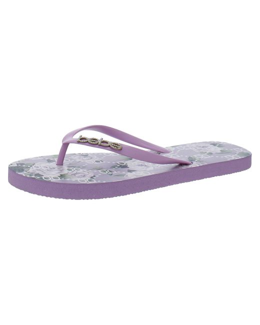 Bebe Purple Florissa Flat Slip On Flip-flops