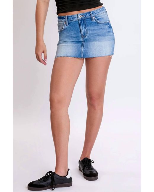 YMI Blue Micro Mini Denim Skirt With Raw Hem