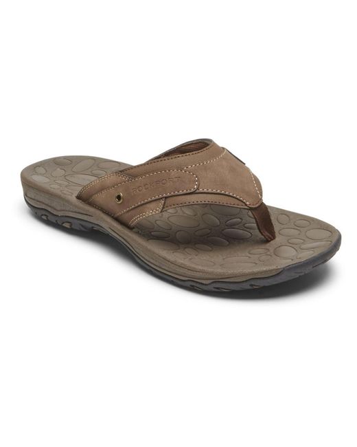 Rockport Brown Hayes Faux Leather Slip-on Flip-flops for men