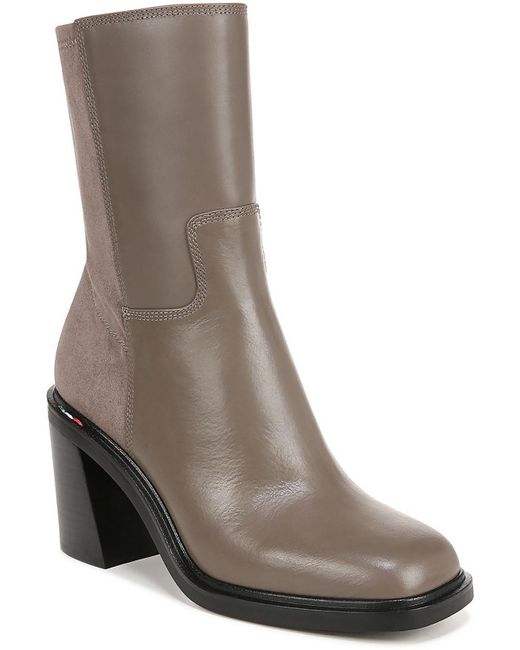 Franco Sarto Brown Penelope Leather Square Toe Ankle Boots