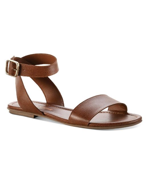 Sun & Stone Brown Miiahp Faux Leather Open Toe Flat Sandals