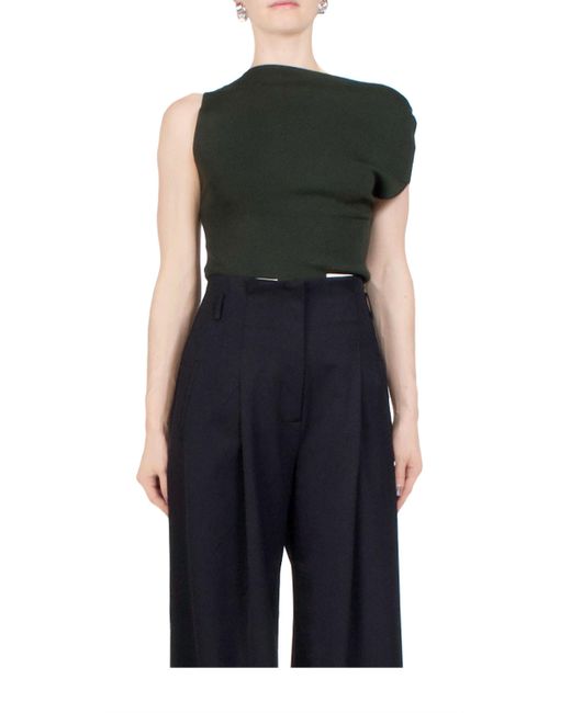 St. Agni Black Asymmetric Knit Top