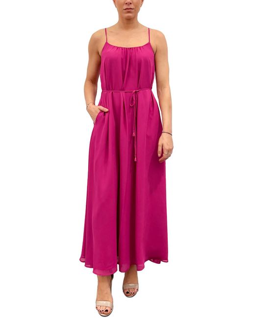 Sam Edelman Pink Belted Chiffon Maxi Dress