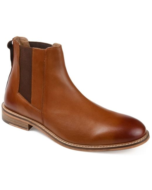 Thomas & Vine Brown Corbin Wide Width Plain Toe Chelsea Boot for men