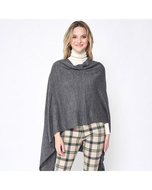 TRUEDAMES Brown Solid Scarf Poncho