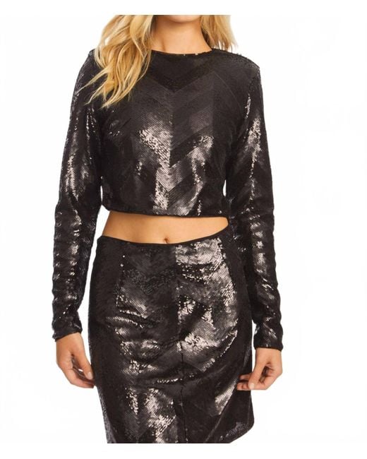 Caballero Black Jacie Sequin Long Sleeve Top