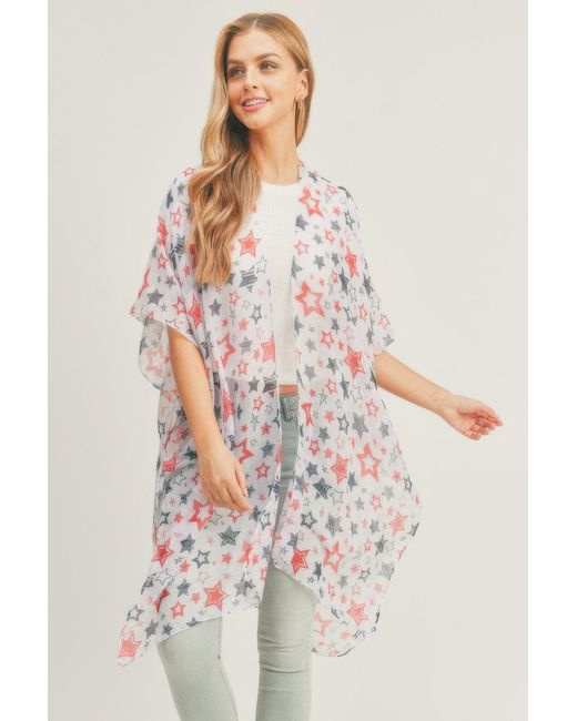 TRUEDAMES White Multi Star Kimono