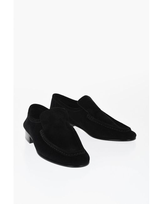 The Row Black Suede New Soft Loafers