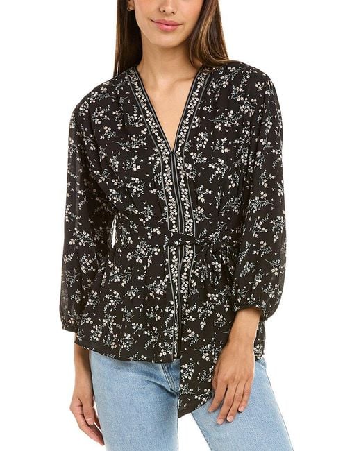 Max Studio Tie Front Blouse in Black Lyst