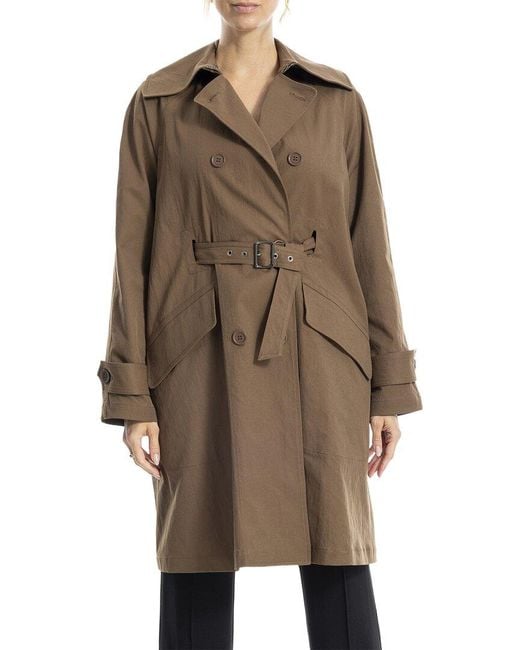 Max Studio Brown Sueded Twill Coat