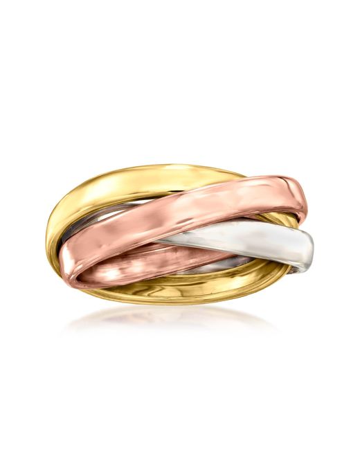 Ross-Simons Pink Italian 14kt Tri-colored Gold Rolling Ring