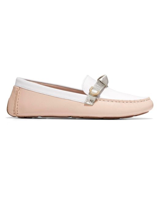 Cole Haan Natural Evelyn Leather Embellished Loafers
