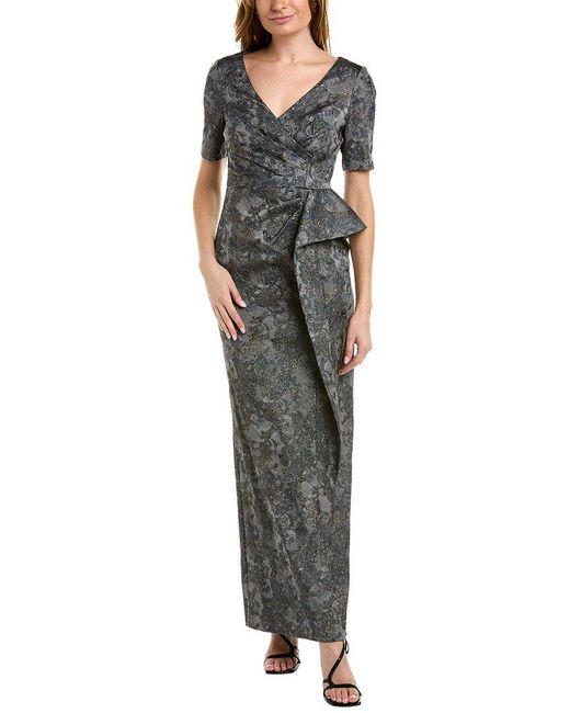 Aidan Mattox Gray V-Neck Elbow Sleeve Gown