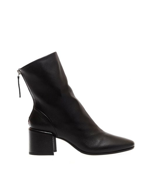 Halmanera Black Leather Ankle Boot Heel