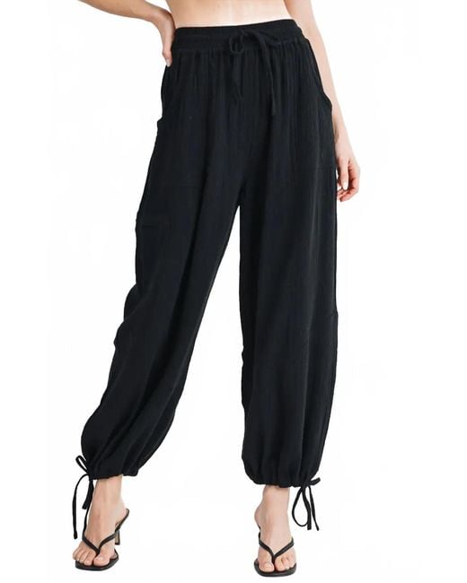 Bluivy Black Gauzy Harem Drawstring Pants