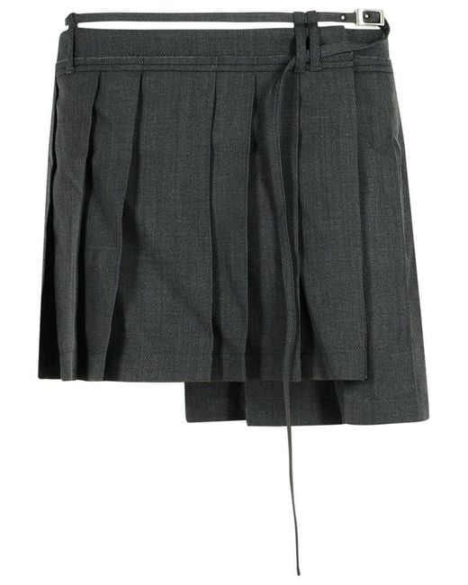 Acne Black Dark Wool Blend Pleated Skirt