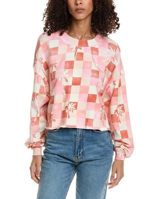 Chaser Brand Checkered Palms Print Pullover
