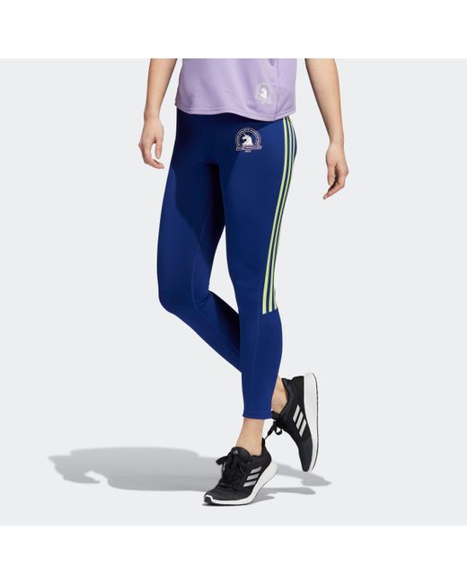 adidas Boston Marathon 2022 Run Icons 3-stripes 7/8 Tights in Blue