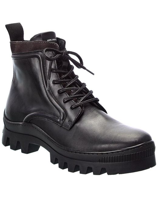 Karl Lagerfeld Leather Boot in Black for Men | Lyst