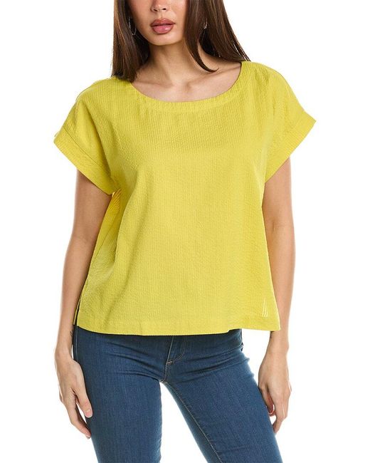 Eileen Fisher Yellow Ballet Neck Square Top