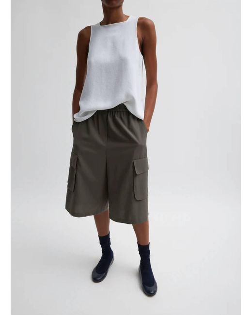 Tibi White Pebble Sable Square Neck Cross Back Tank Top