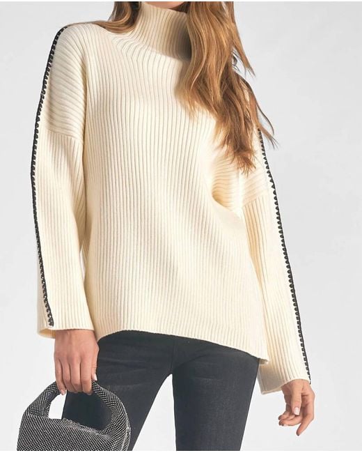 Elan Mock Neck Turtleneck Sweater In Off White In Natural | Lyst