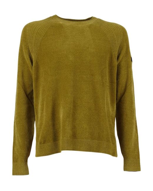 Rrd Men's Green Velvet Round Neck Knit Sweater