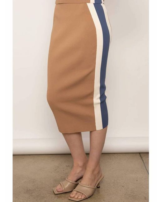 Central Park West Natural Harlow Bodycon Varsity Skirt