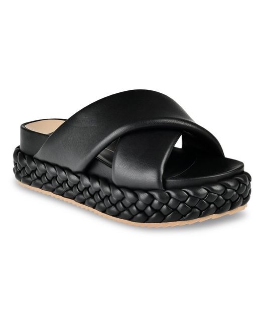Dolce Vita Black Blume Faux Leather Slip On Slide Sandals