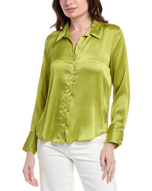 Vince Camuto Green Textured Stripe Blouse
