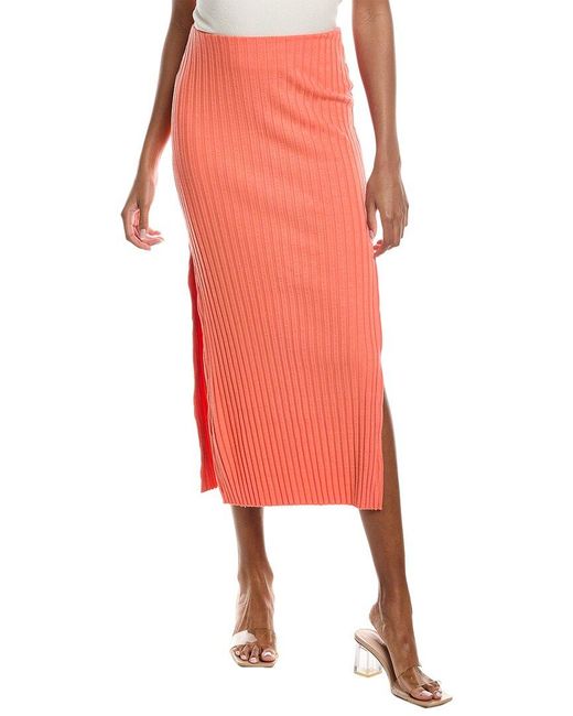 Stateside Red Rib Maxi Skirt