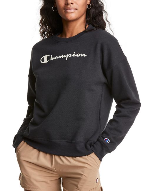 Champion Black Logo Crewneck Sweatshirt