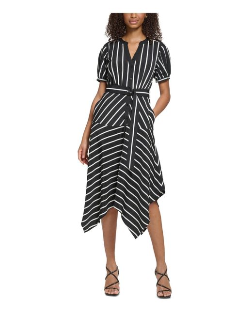 Karl Lagerfeld Multicolor Crepe Striped Shirtdress