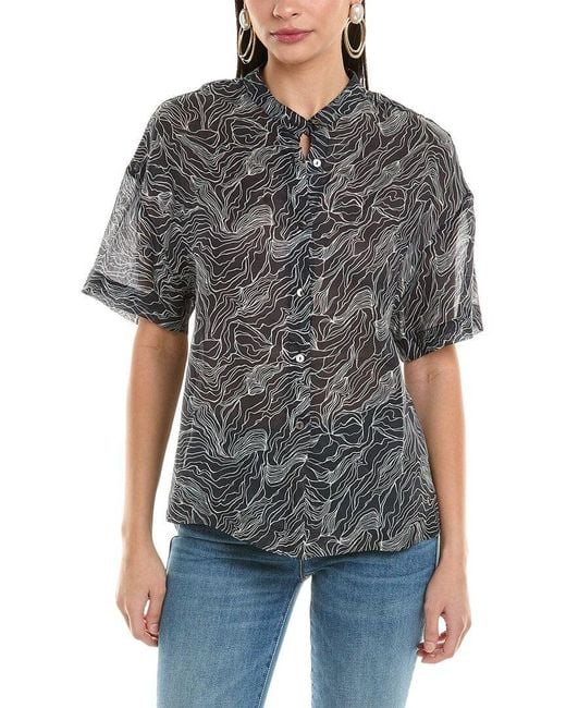 Alpha Studio Black Semi-Sheer Top