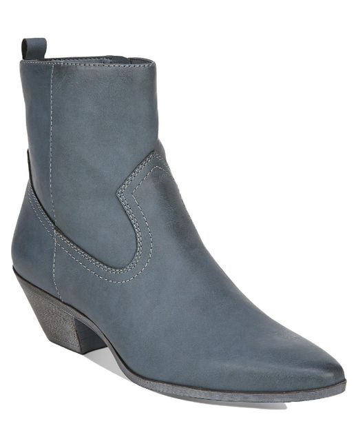 Circus by Sam Edelman Blue Garth Faux Leather Block Heel Ankle Boots