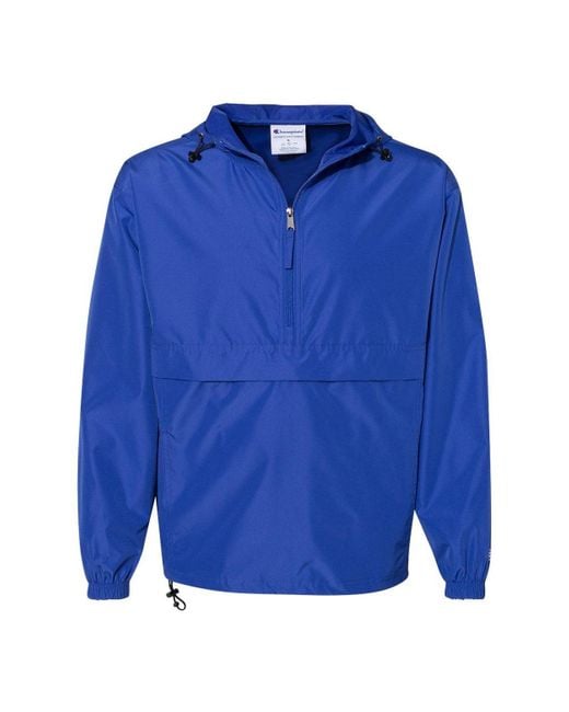 Champion Blue Packable Quarter-Zip Jacket for men