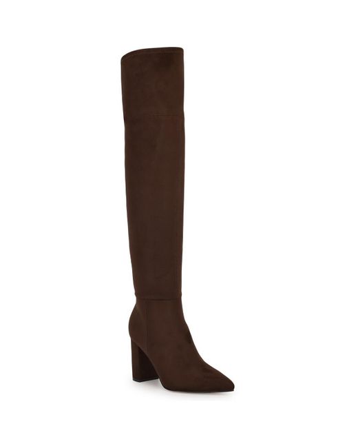 Nine West Brown Miykah 2 Faux Suede Pointed Toe Over-The-Knee Boots