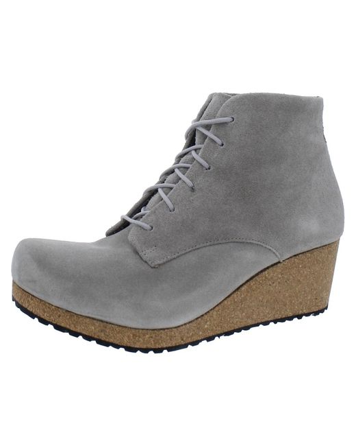 Birkenstock Gray Edith Suede Lace Up Ankle Boots