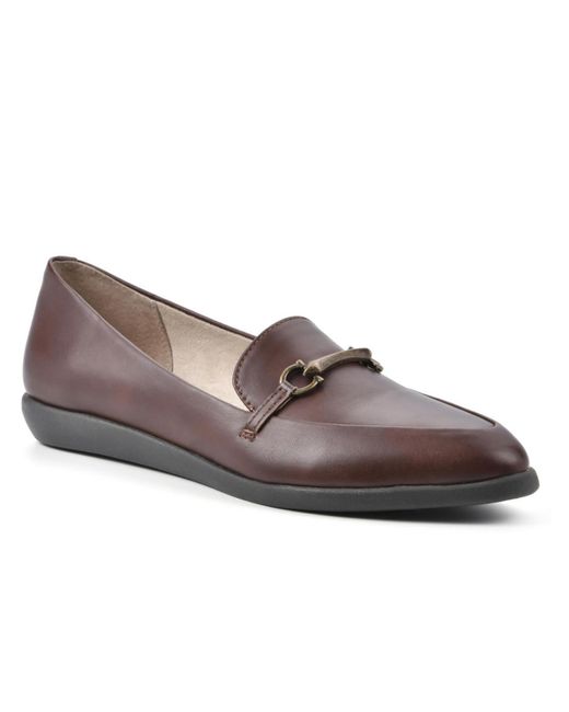 White Mountain Brown Maria Faux Leather Slip-on Loafers