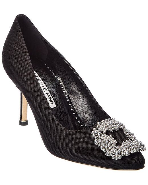 Manolo Blahnik Hangisi 70 Linen Pump in Black - Save 22% | Lyst
