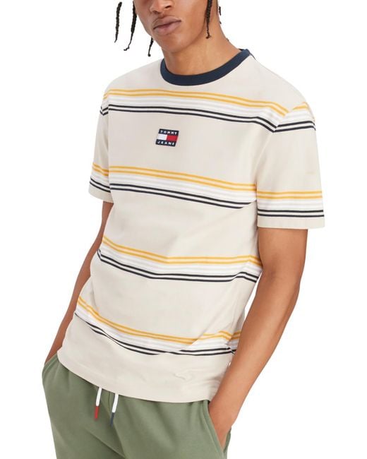 Tommy Hilfiger Cotton Striped T-shirt in Natural for Men | Lyst