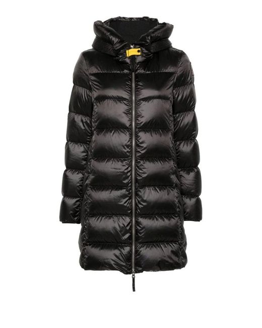 Parajumpers Black Puffer Coat With Quilted Design And Logo Detail