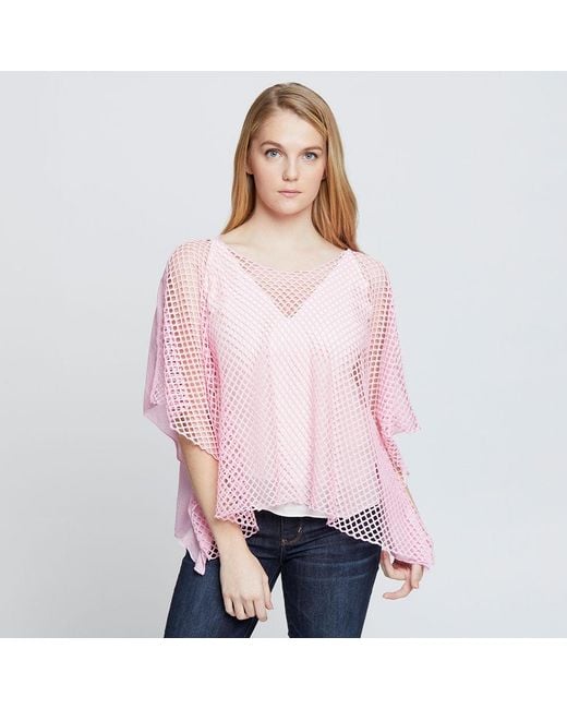 TRUEDAMES Pink Solid Mesh Crop Top