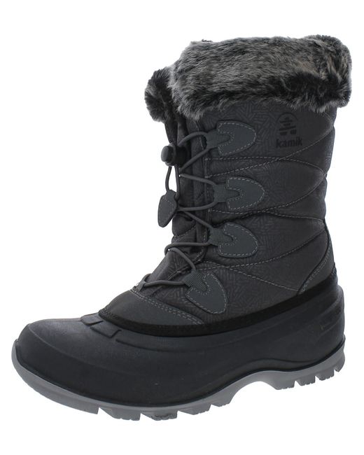 Kamik Black Momentum 3 Quilted Faux Fur Winter & Snow Boots