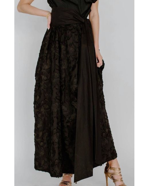 Psophia Black Embroidered Skirt