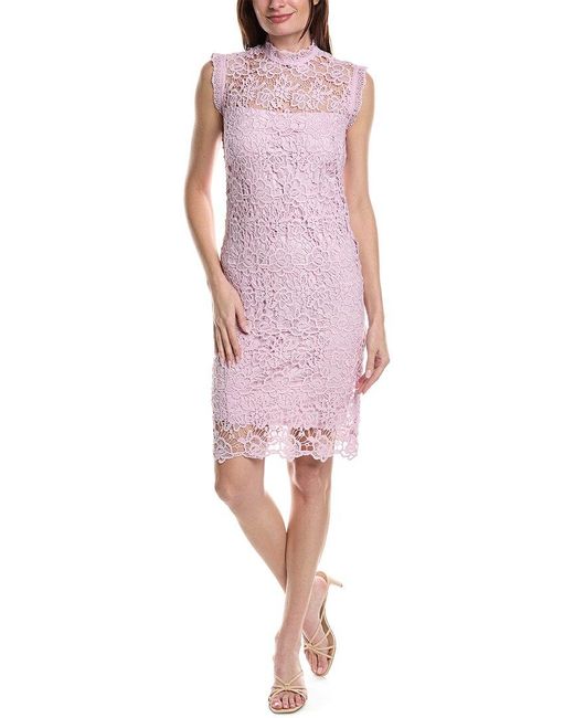 Nanette Lepore Pink Fanciful Lace Midi Dress