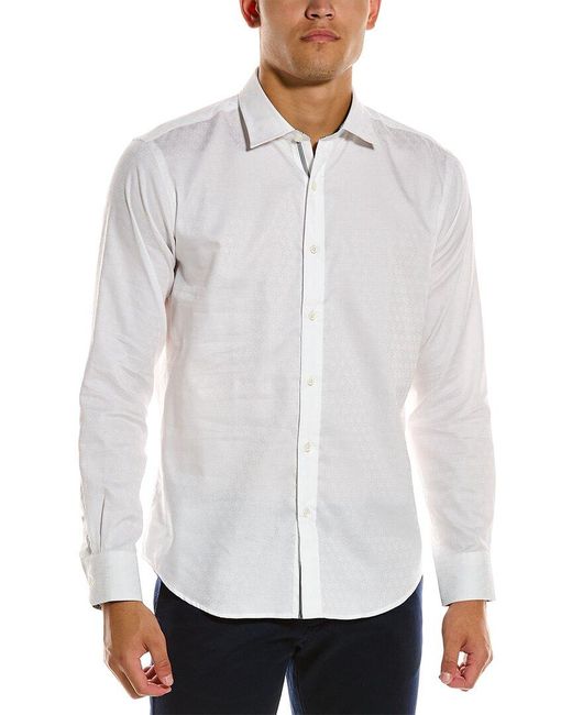 Bugatchi Shaped Fit Woven Shirt in White for Men | Lyst